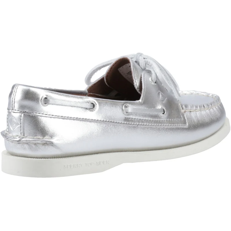 Sperry Authentischer originaler Damen-Bootsschuh mit 2 Ösen | Silber