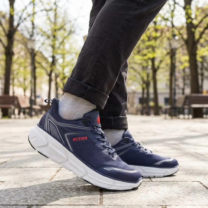 Easy Step In Wide Fit Memory Foam Trainers - BOJIE41008 / 326 944 - Navy