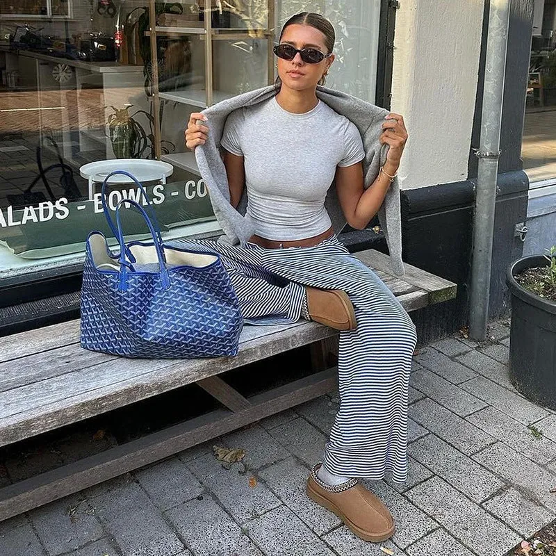 Daniela | Damen Frühlings-Gestreifte Relaxed-Hose