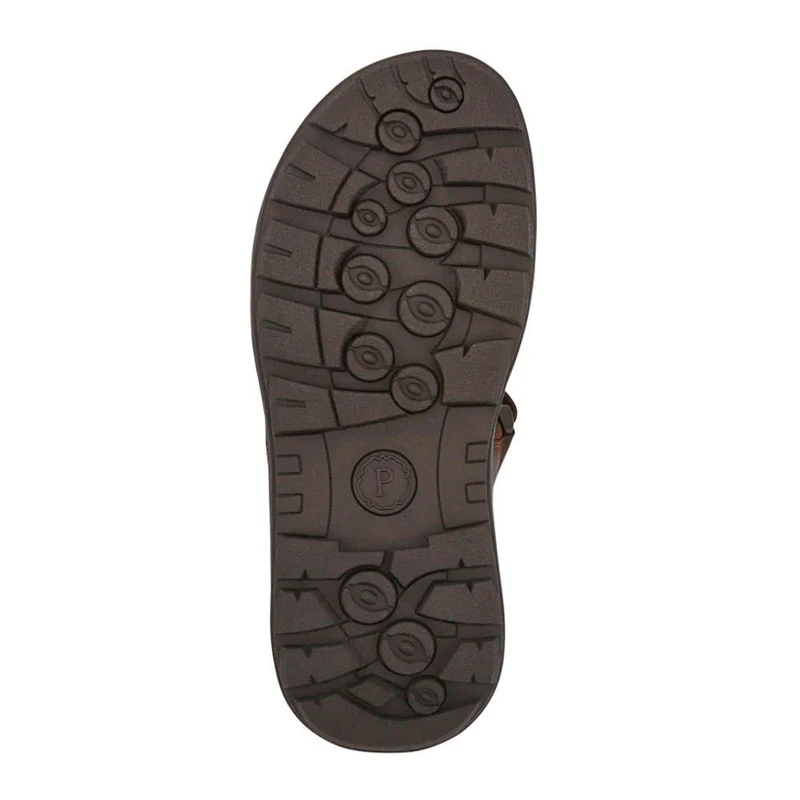 Men's Leather Adjustable Sandals - AATRA41002 / 326 946 - Brown