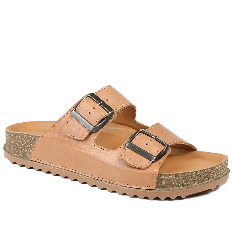 Leather Dual Buckle Fastening Sandals - METIN43022 / 329 635