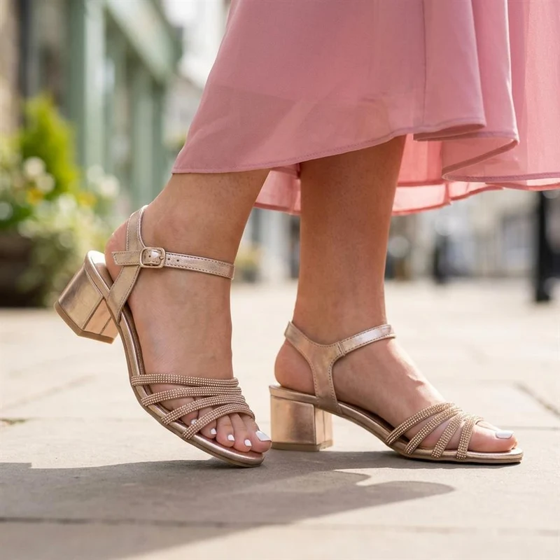 Diamante Smart Strappy Sandals - SANYI43002 / 329 146 - Rose Gold