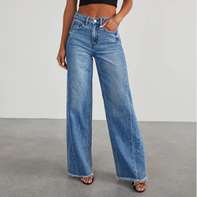 Pauline | Vintage Gewaschene Weit Geschnittene Gerade Jeans Damen