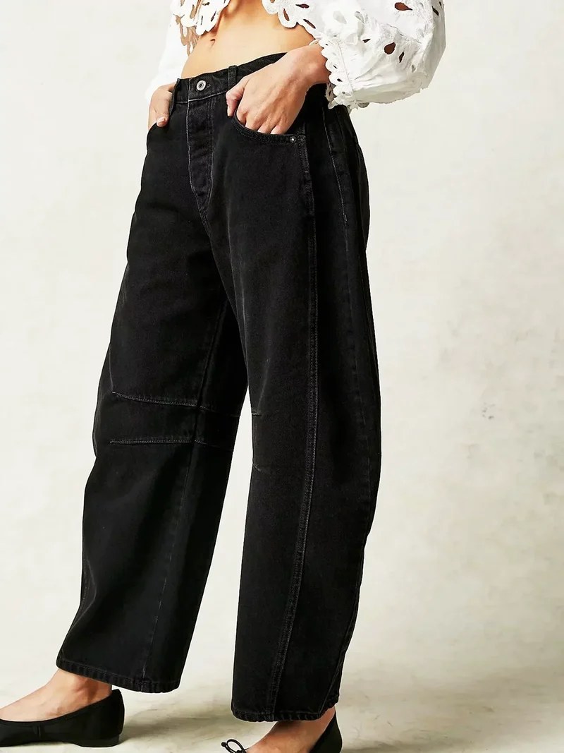 Gabriela | Damen Bedruckte Jeans mit Weitem Bein