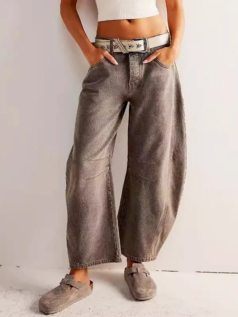 Gabriela | Damen Bedruckte Jeans mit Weitem Bein