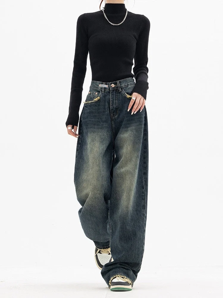 Nadine | Damen Weit Geschnittene Jeans aus Gewaschenem Denim