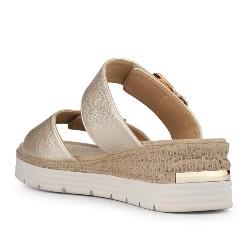 Dual-Buckled Mule Sandals - WOIL41018 / 327 182 - Gold