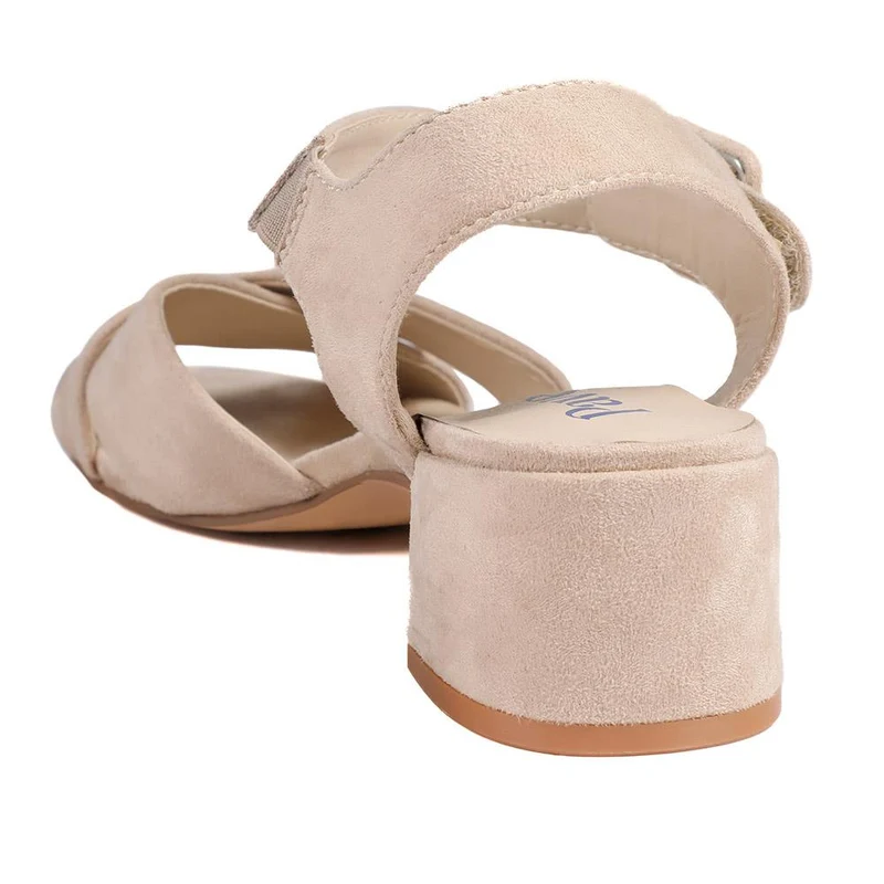 Elegant Block Heeled Sandals - WBINS41053 / 327 111 - Beige