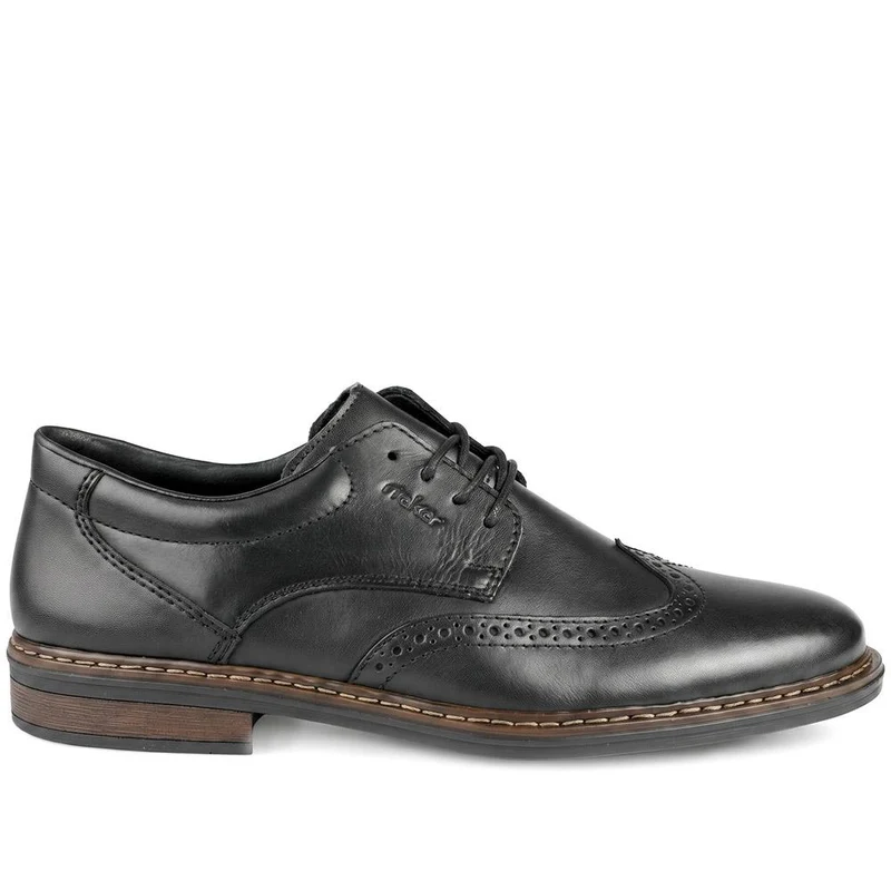 Rieker Wide Fit Smart Brogue Lace Up Shoes - RKR43037 / 330 222 - Black