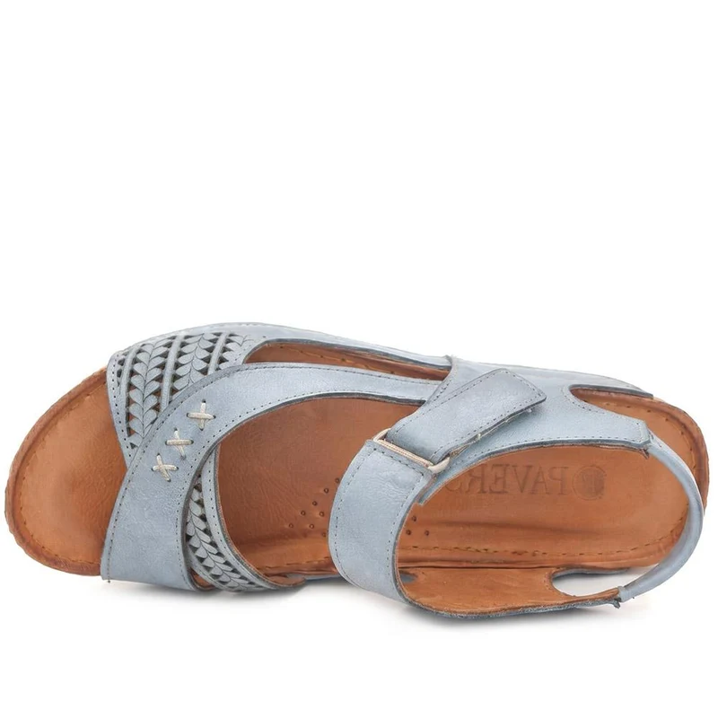 All Leather Adjustable Fasten Sandals - KARY43000 / 329 409 - Blue