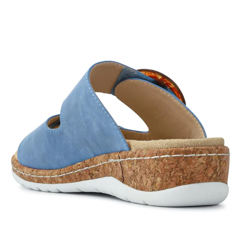 Wide Fit Dual-Fasten Mules - WBINS41103 / 327 398 - Blue