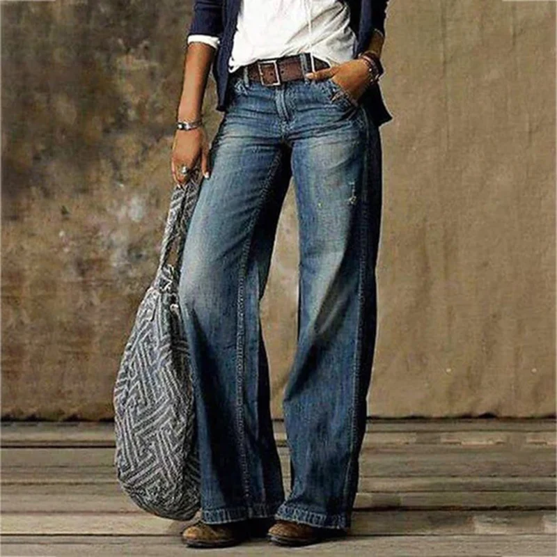 Sarah | Damen Vintage Denim Jeans mit Weiten Beinen
