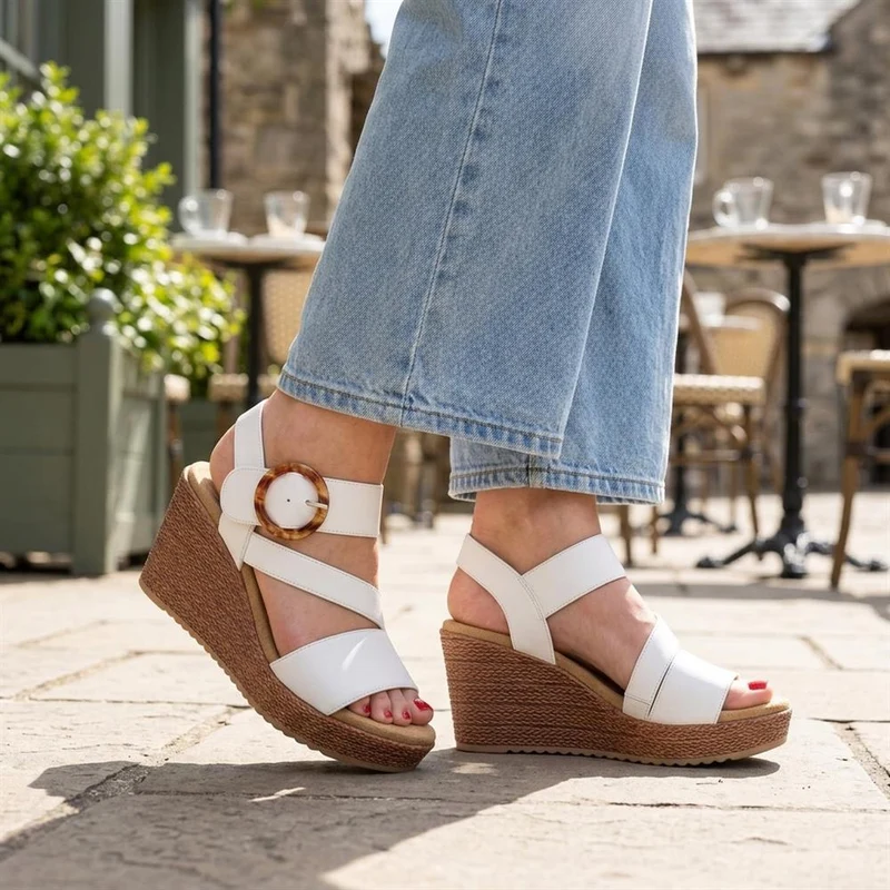 Fashionable Woven Wedge Heel Sandals - WBINS43050 / 329 120 - White