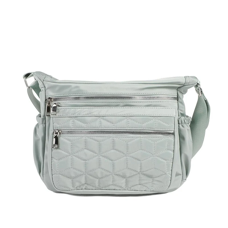 Quilted Multi Zip Crossbody Bag - WAHT43007 / 329 324 - Sage
