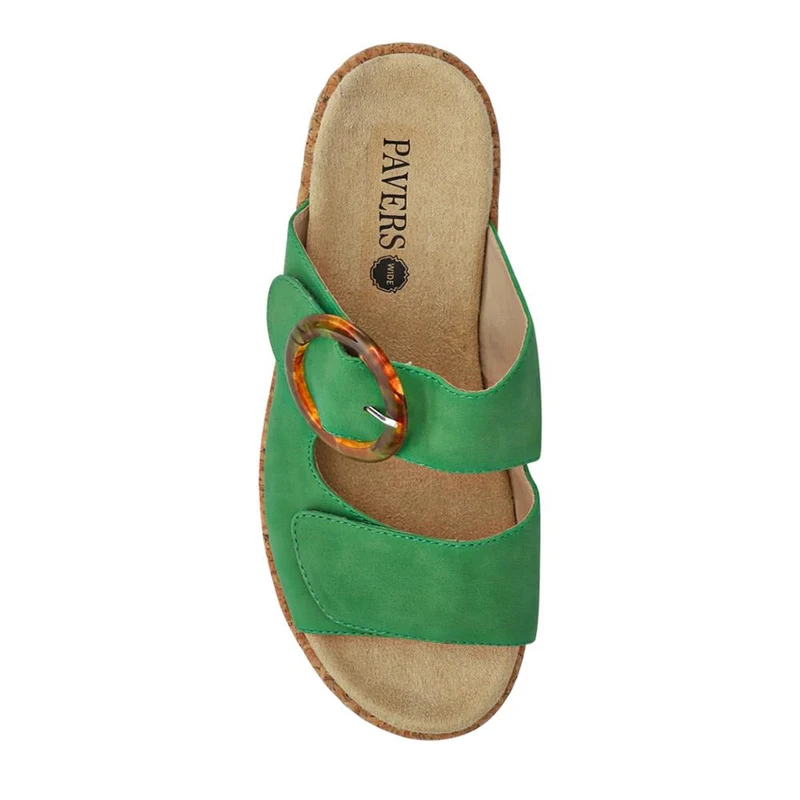 Wide Fit Dual-Fasten Mules - WBINS41103 / 327 398 - Green