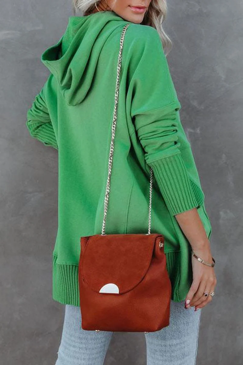 Clara | Damen Kapuzen-Tunika langarm oversized Hoodie mit Knopfleiste
