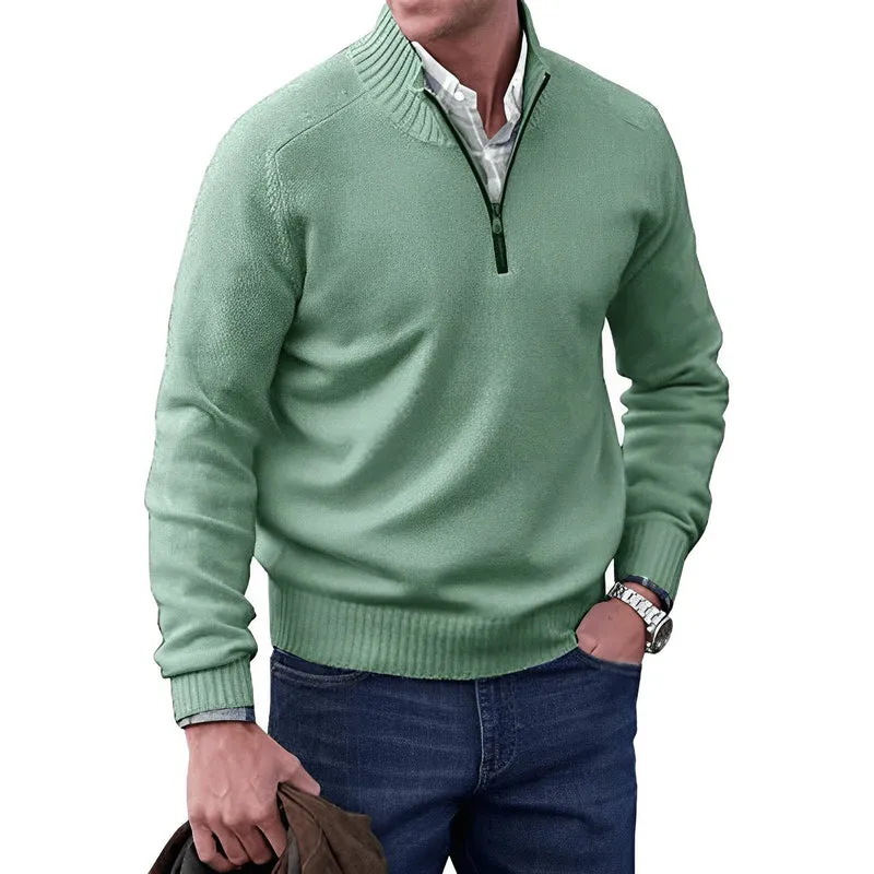 Simon | Herren Strick-Sweater Regular Fit Langarm Viertelreißverschluss