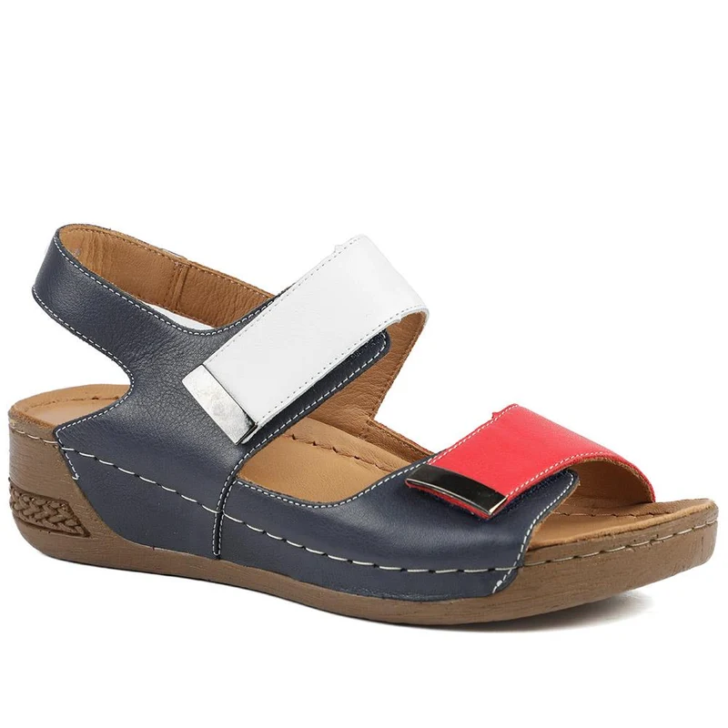 Leather Touch Fasten Wedge Sandals - AS43001 / 329 300