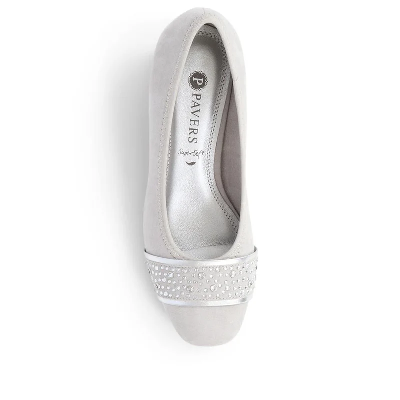 Block Heeled Court Shoes - PLAN36001 / 322 525 - Light Grey