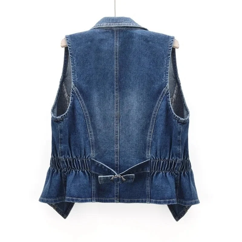 Angela | Damen Klassische Freizeit Jeansweste