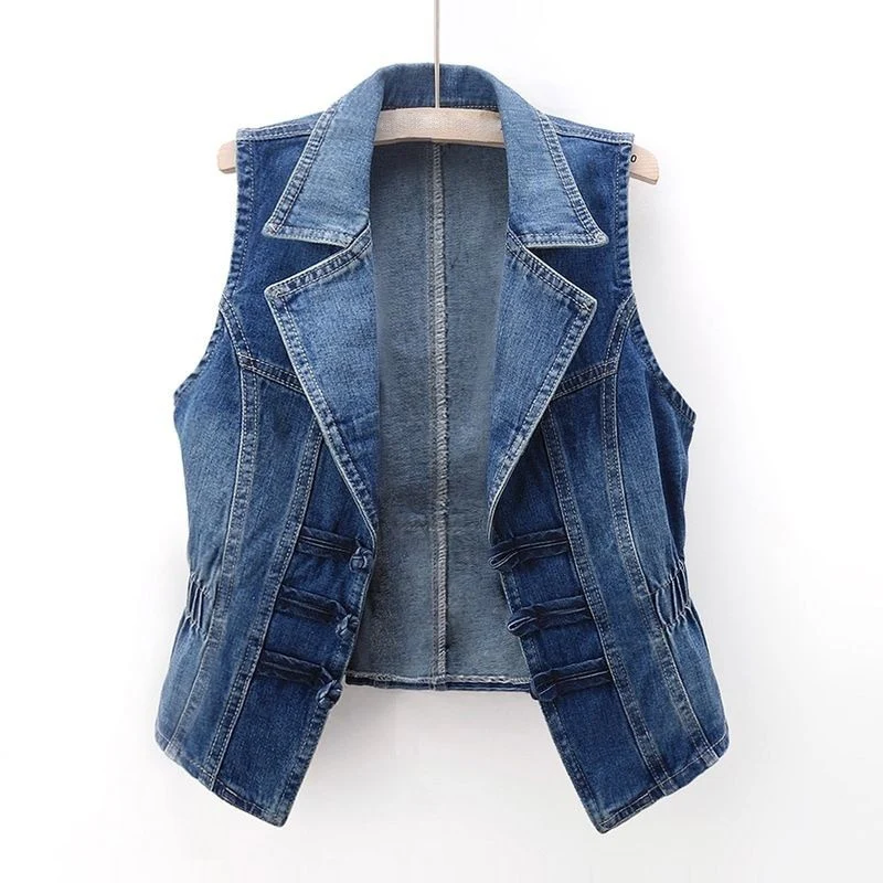 Angela | Damen Klassische Freizeit Jeansweste