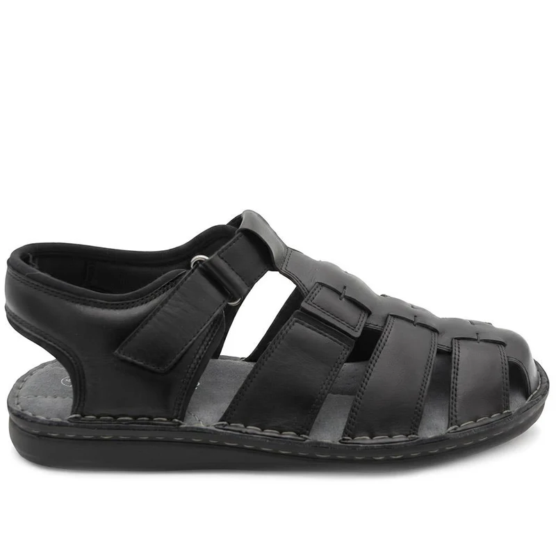Leather Adjustable Fasten Fisherman Sandals - FBFOO43000 / 329 500 - Black