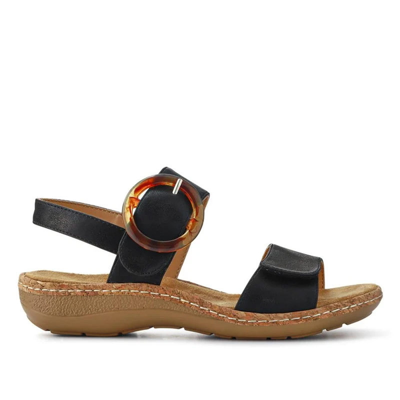 Adjustable Buckle Detail Comfort Sandals - WBINS39084 / 325 249 - Black