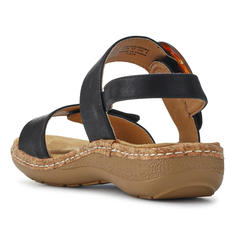 Adjustable Buckle Detail Comfort Sandals - WBINS39084 / 325 249 - Black