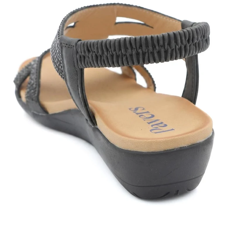 Elasticated Wedge Sandals with Cushioned Insole - BAIZH43008 / 329 250 - Black