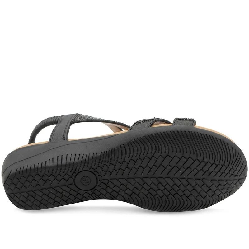 Elasticated Wedge Sandals with Cushioned Insole - BAIZH43008 / 329 250 - Black