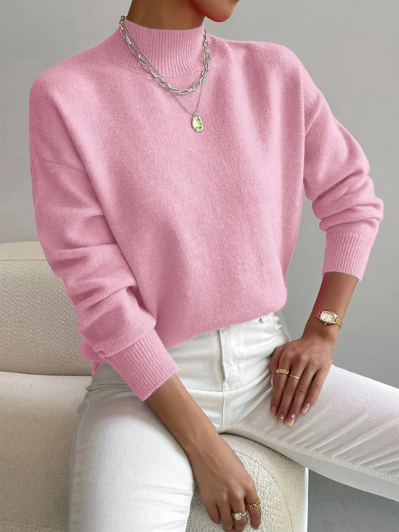 Hannah | Damen Mock-Turtleneck Langarm Sweater Relaxed Fit