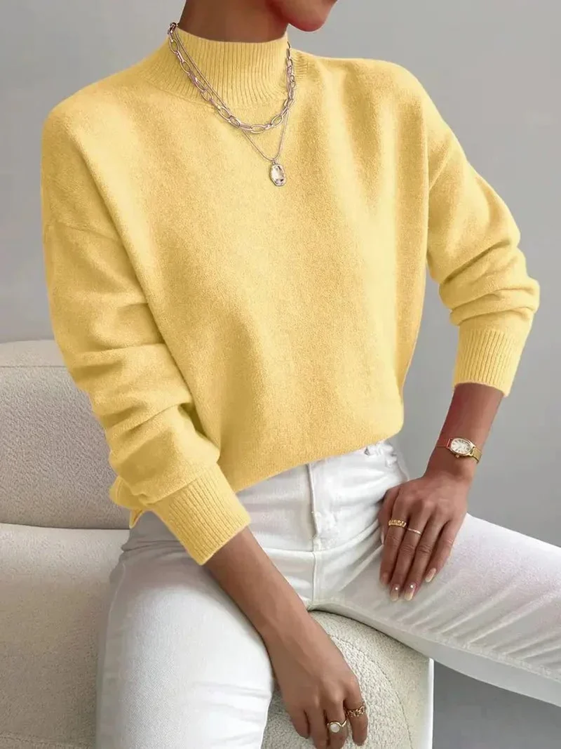 Hannah | Damen Mock-Turtleneck Langarm Sweater Relaxed Fit