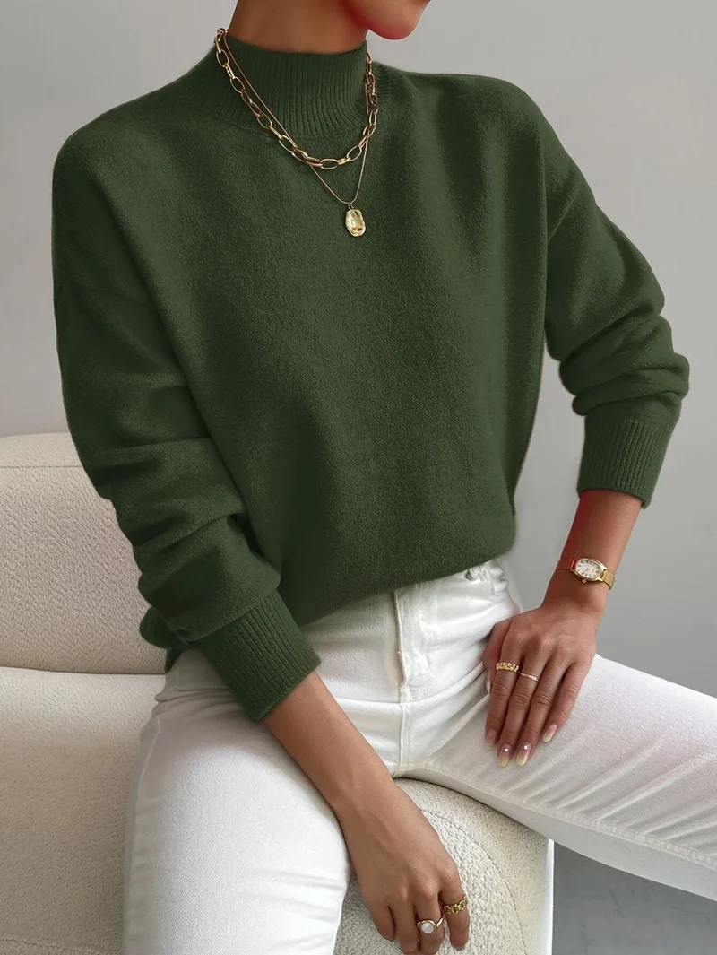 Hannah | Damen Mock-Turtleneck Langarm Sweater Relaxed Fit