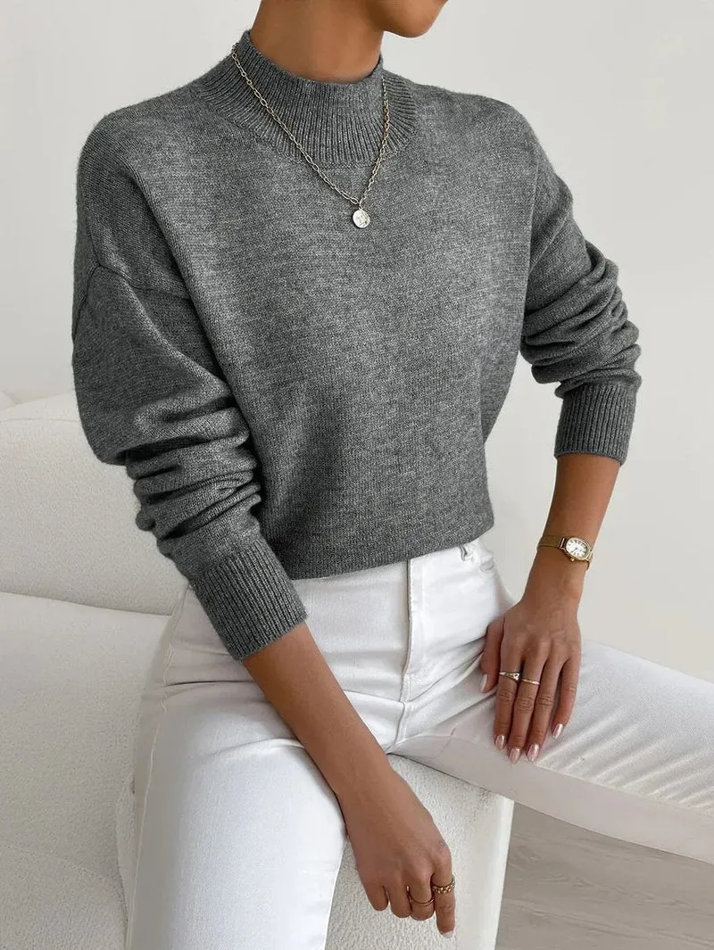 Hannah | Damen Mock-Turtleneck Langarm Sweater Relaxed Fit