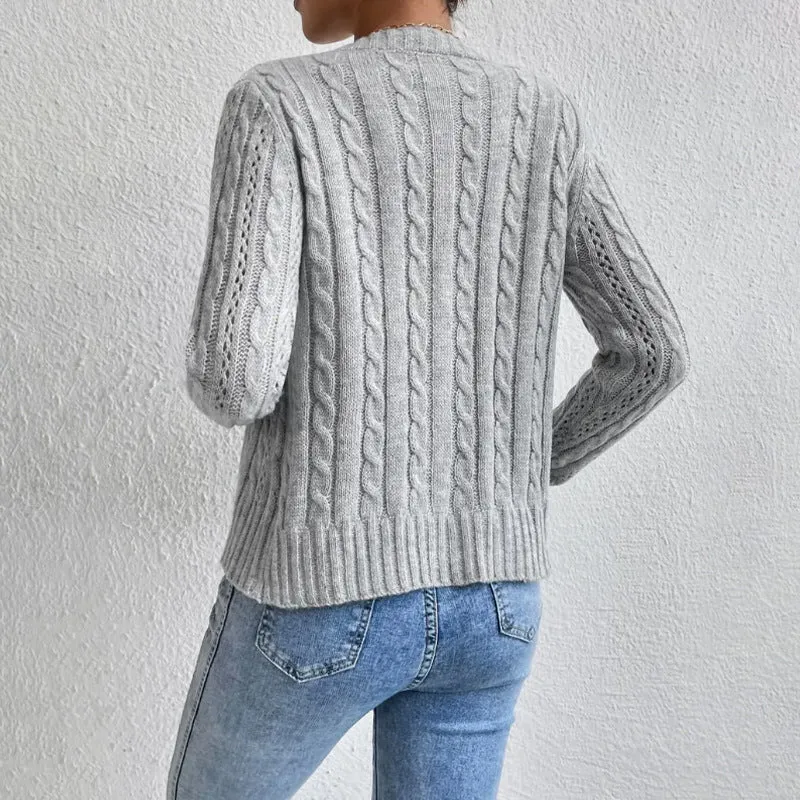 Laura | Damen Moderne Gerippte Kurze Strickjacke
