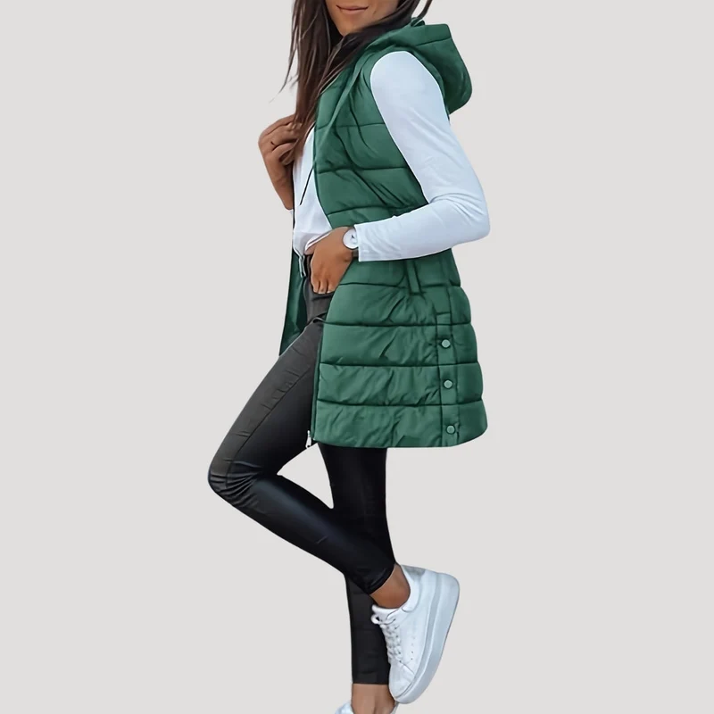 Martina | Winter Steppweste für Damen mit Kapuze