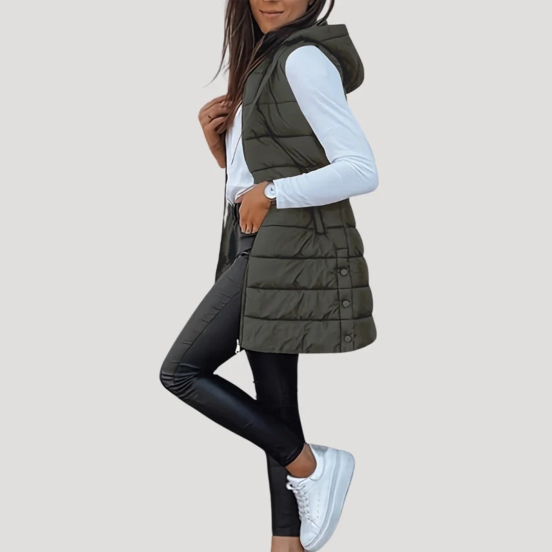 Martina | Winter Steppweste für Damen mit Kapuze