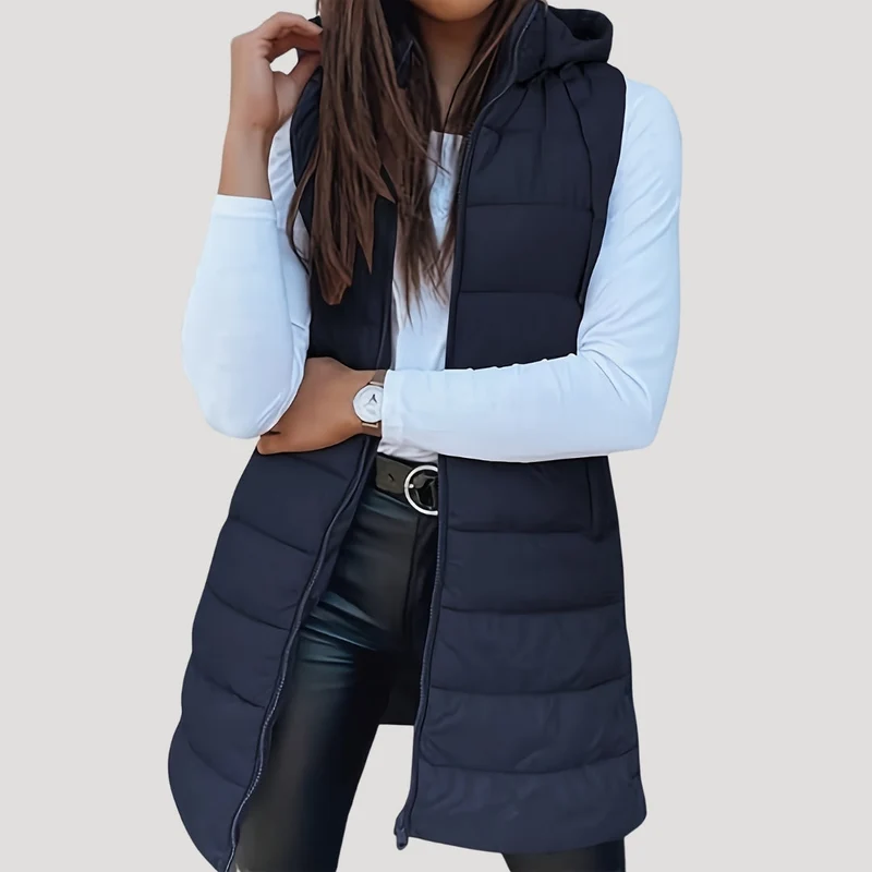 Martina | Winter Steppweste für Damen mit Kapuze