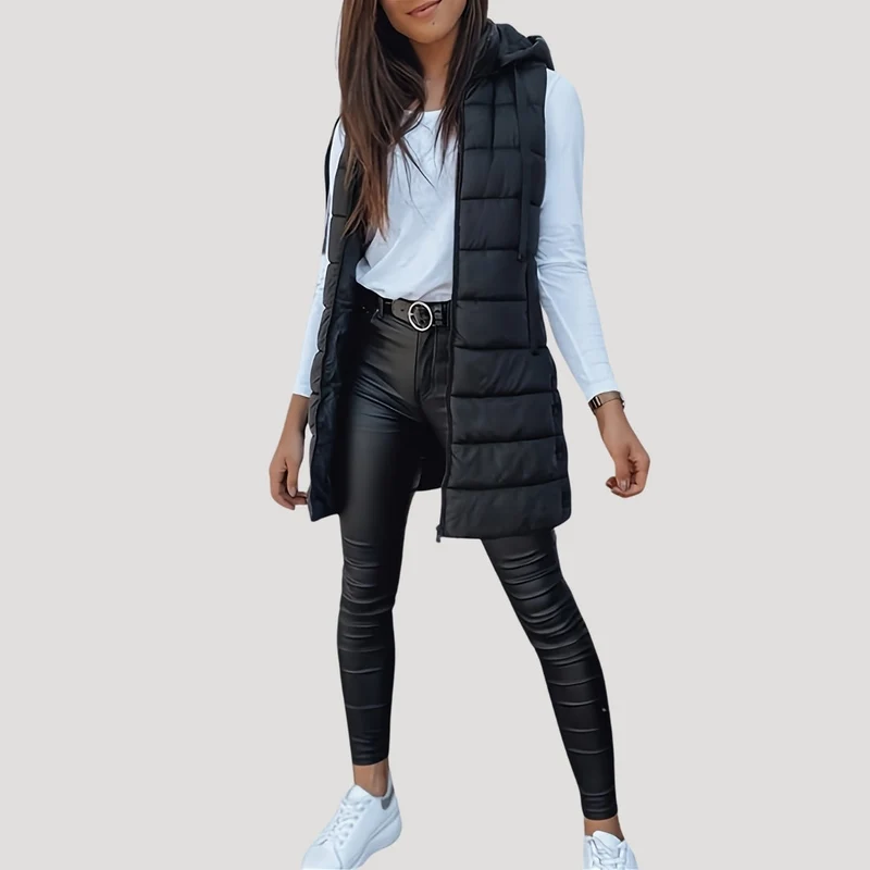 Martina | Winter Steppweste für Damen mit Kapuze