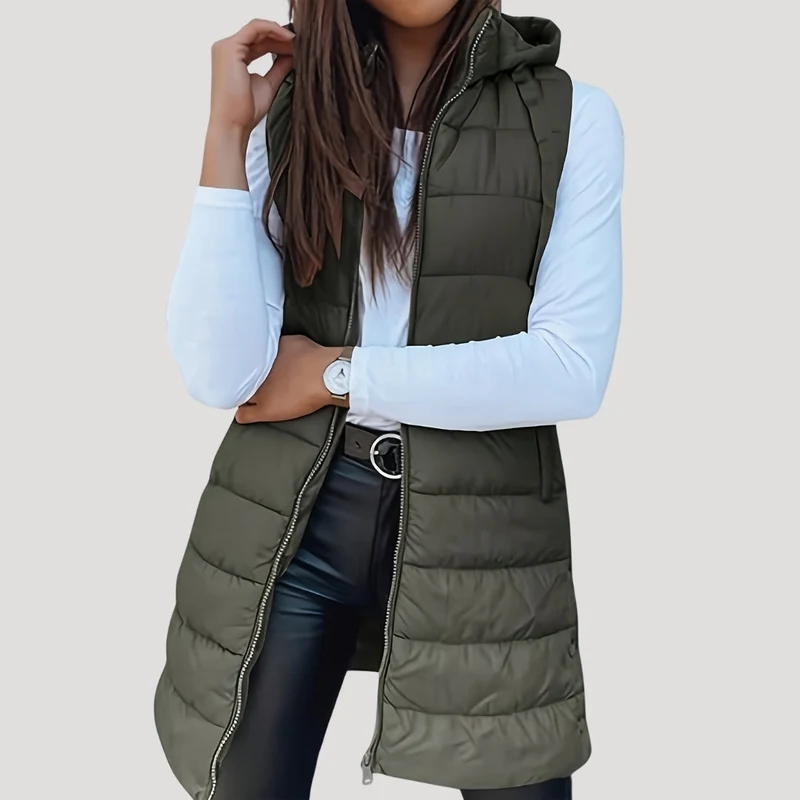 Martina | Winter Steppweste für Damen mit Kapuze
