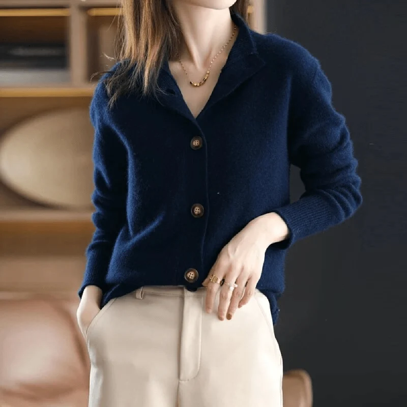 Eva | Damen Lässige Strickjacke mit langen Ärmeln