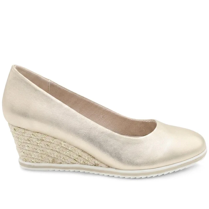 Wedge Heel Espadrille Trim Pumps - WBINS43009 / 329 176 - Gold