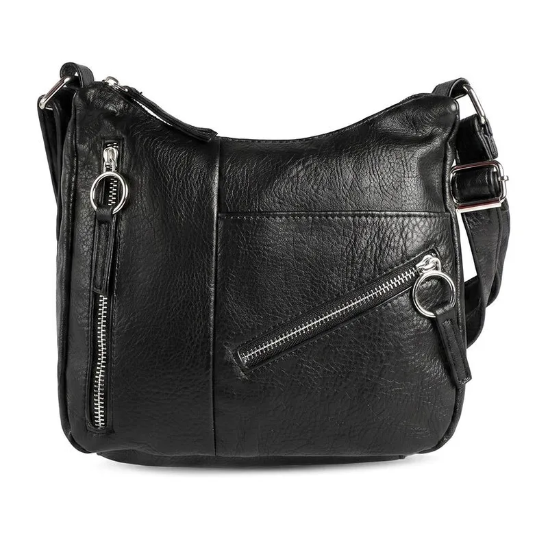 Multi Zip Adjustable Strap Crossbody Bag - JEWN44002 / 330 170 - Black
