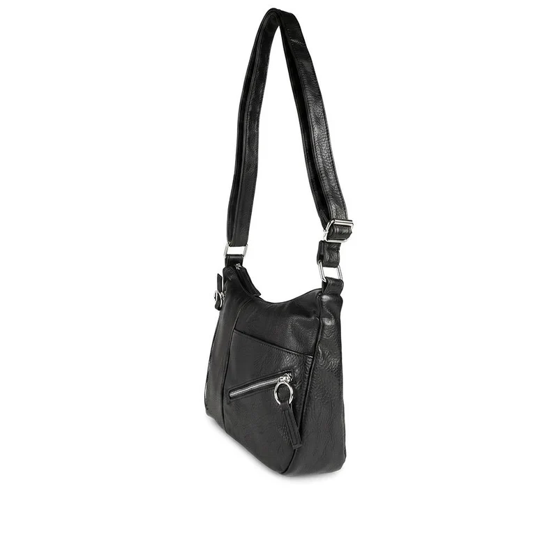 Multi Zip Adjustable Strap Crossbody Bag - JEWN44002 / 330 170 - Black