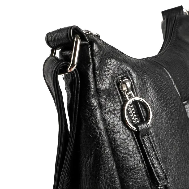 Multi Zip Adjustable Strap Crossbody Bag - JEWN44002 / 330 170 - Black