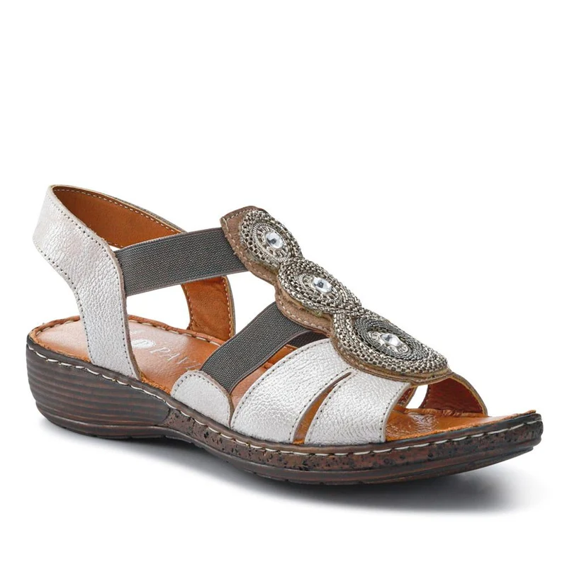 Leather Elasticated Sandals - LUCK41000 / 327 425 - Pewter