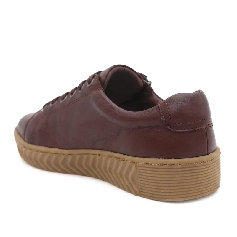 Wide Fit Leather Breathable Platform Trainers - BRK43000 / 328 558 - Burgundy