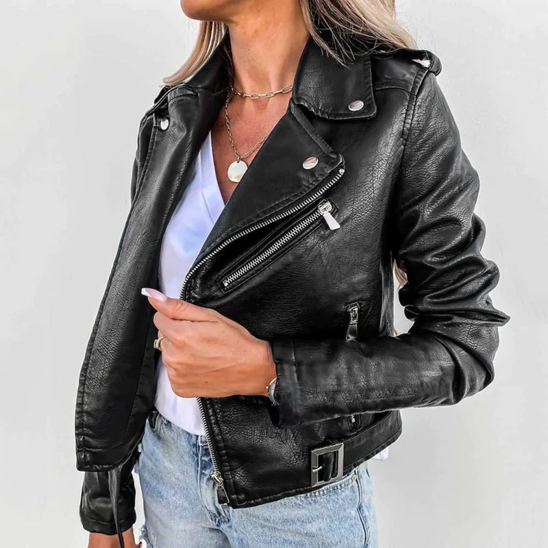 Lilian | Damen Klassische Lederjacke Winter Street Style