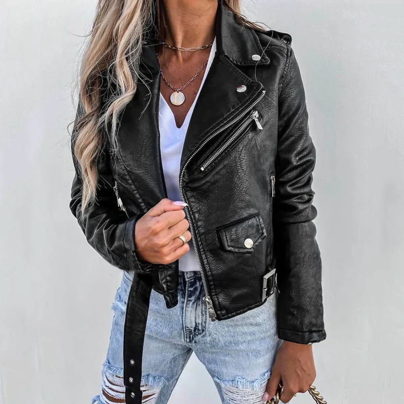 Lilian | Damen Klassische Lederjacke Winter Street Style
