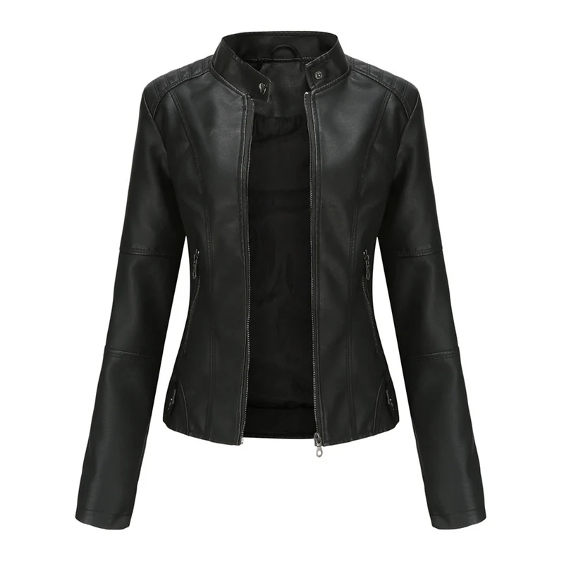Kirsten | Damen Kunstleder-Bikerjacke mit Reißverschluss